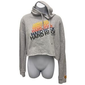 Hard Rock Cafe Hoodie Womens Small Gray Sweatshirt pullover Hollywood California